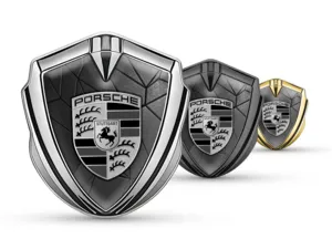 Porsche Badge Marca Auto Stile Pro Inox Bordo